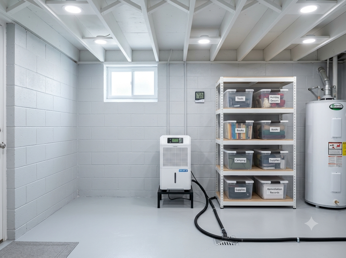 Basement dehumidifier installation